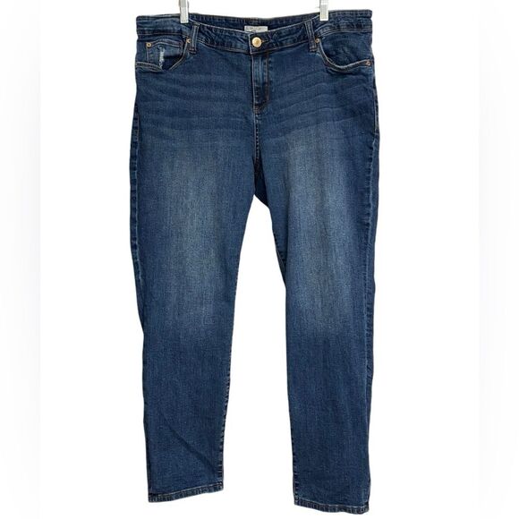 STS Blue Tappered Leg Blue Jeans Women's Size 35/20 Whiskering Light Distress - Picture 1 of 14